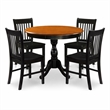 Pemberly Row Dining Table and 4 Wooden Chairs with Cherry Round Top