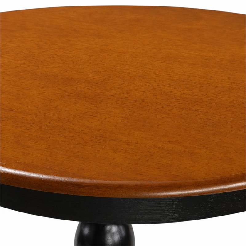 Pemberly Row Dining Table and 4 Wooden Chairs with Cherry Round Top