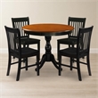Pemberly Row Dining Table and 4 Wooden Chairs with Cherry Round Top