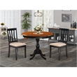 Pemberly Row Round Cherry Dining Table & 2 Linen Fabric Chairs