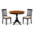 Pemberly Row Round Cherry Dining Table & 2 Linen Fabric Chairs