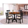 Pemberly Row 5-Piece Dining Set with Linen Fabric Chairs and Black Finish