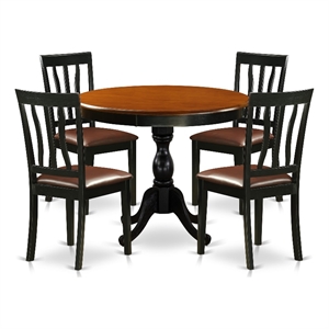 Pemberly Row 5-Piece Dining Set with Faux Leather Chairs in Black Finish
