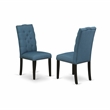 Pemberly Row 5-Piece Wood Dining Set with Cherry Tabletop & Blue Chairs