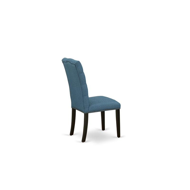 Pemberly Row 5-Piece Wood Dining Set with Cherry Tabletop & Blue Chairs
