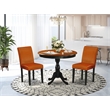 Pemberly Row Round Wood Dining Set with 2 Leather Chairs Cherry/Black