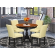 Pemberly Row 5-Piece Dining Table Set with Eggnog PU Leather Chairs