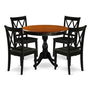 Pemberly Row 5-Piece Round Dining Table Set with Chairs in Black Finish