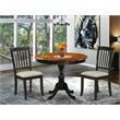 Pemberly Row 3-Piece Round Dining Table Set with Linen Fabric Chairs