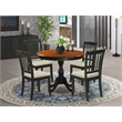 Pemberly Row 5-Piece Round Table and Linen Fabric Chair Dining Set