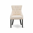 Pemberly Row Table with 2 Beige Linen Parsons Chairs in Cherry and Black