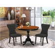 Pemberly Row 3-Piece Dining Table Set with Linen Fabric Chairs in Black