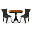 Pemberly Row 3-Piece Dining Table Set with Linen Fabric Chairs in Black