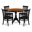 Pemberly Row 5-Piece Wooden Dining Set with Slatted Back Chairs in Black