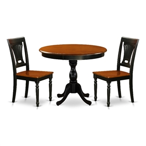 Pemberly Row 3-Piece Dining Set with Cherry Table and Slatted Back Chairs