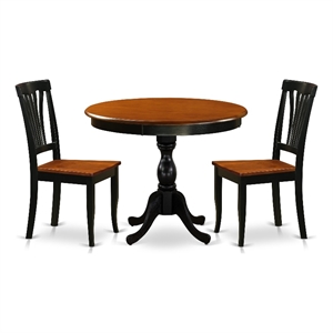 Pemberly Row 3-Piece Dining Table Set with Slatted Back Chairs in Cherry