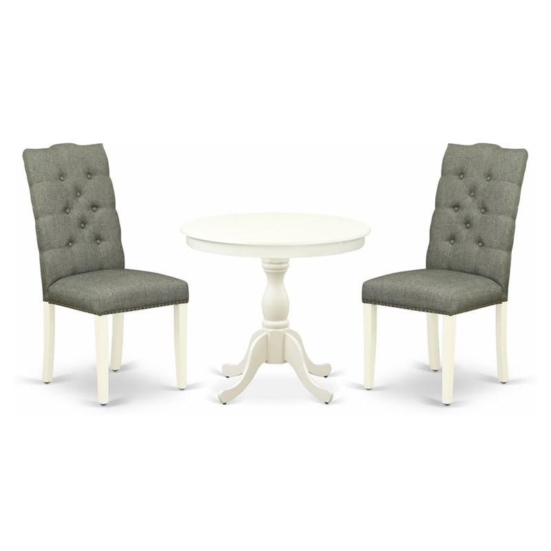 Pemberly Row 3-Piece Wood Dining Set in Linen White Finish