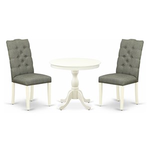 Pemberly Row 3-Piece Wood Dining Set in Linen White Finish
