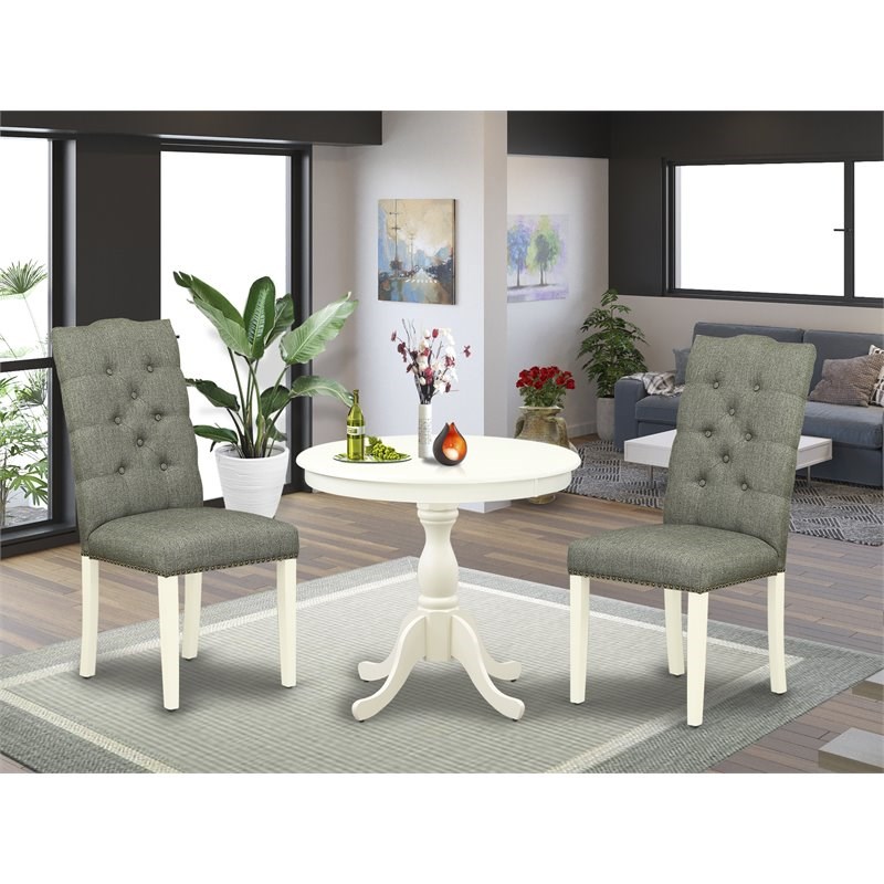 Pemberly Row 3-Piece Wood Dining Set in Linen White Finish