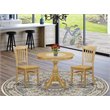 Pemberly Row Round Wood 3-Piece Dining Set in Oak Finish