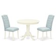 Pemberly Row 3-Piece Wood Dining Set in Linen White and Baby Blue Finish