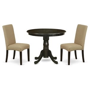 Pemberly Row 3-Piece Dining Set with Round Table in Cappuccino