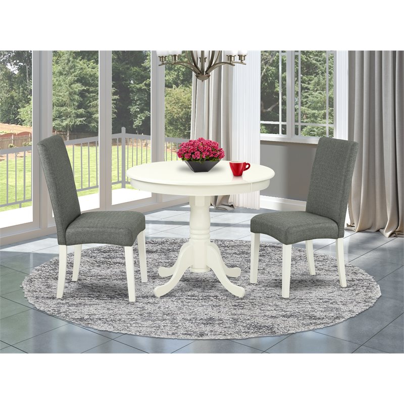 Pemberly Row 3-Piece Wood Dining Room Set in Linen White Finish
