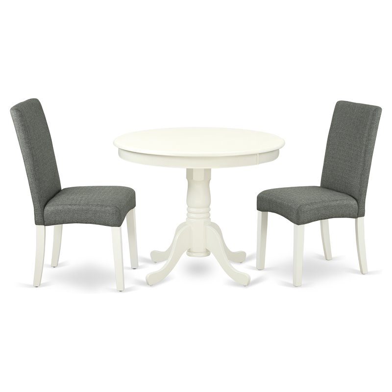 Pemberly Row 3-Piece Wood Dining Room Set in Linen White Finish