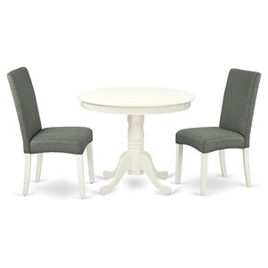 Pemberly Row 3-Piece Wood Dining Room Set in Linen White Finish