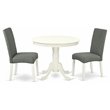 Pemberly Row 3-Piece Wood Dining Room Set in Linen White Finish