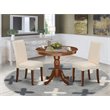 Pemberly Row 3-Piece Mahogany Wood Dining Set with Cream Chairs