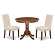 Pemberly Row 3-Piece Mahogany Wood Dining Set with Cream Chairs