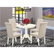 Pemberly Row 5-Piece Wood Dining Set in Linen White with Cream Chairs