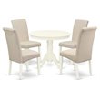 Pemberly Row 5-Piece Wood Dining Set in Linen White with Cream Chairs