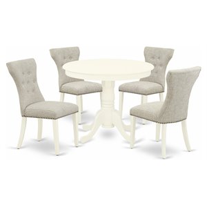 Pemberly Row 5-Piece Dining Set with Linen White and Doeskin Finish