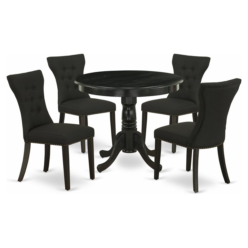Pemberly Row 5-Piece Wood Dining Set in Wire Brushed Black
