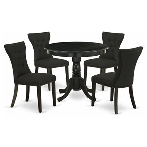 Pemberly Row 5-Piece Wood Dining Set in Wire Brushed Black