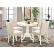 Pemberly Row 5-Piece Wood Dining Set in Linen White and Light Beige