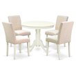 Pemberly Row 5-Piece Wood Dining Set in Linen White and Light Beige