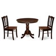Pemberly Row 3-Piece Wooden Dining Set with Round Table in Mahogany