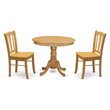 Pemberly Row 3-Piece Wooden Round Dining Set in Oak Finish