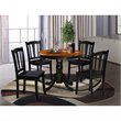 Pemberly Row 5-Piece Wooden Dining Set with Round Table in Black/Cherry
