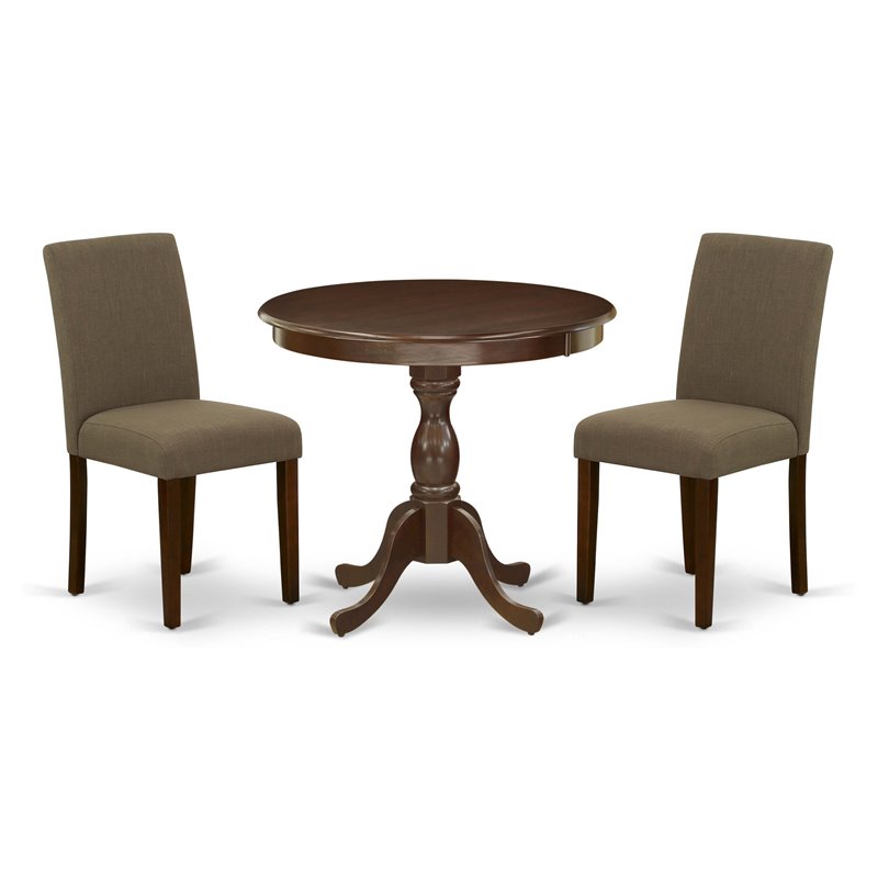 Pemberly Row 3-Piece Wood Dining Set with High Back Chairs in Mahogany