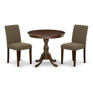 Pemberly Row 3-Piece Wood Dining Set with High Back Chairs in Mahogany