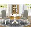 Pemberly Row 3-Piece Wood Dining Set with Linen Upholstery in White