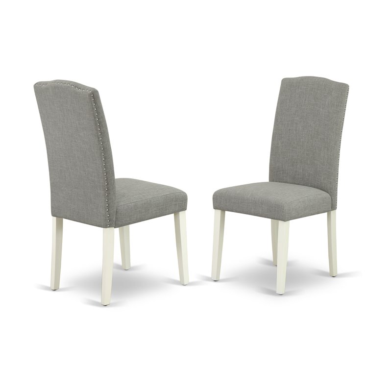 Pemberly Row 3-Piece Wood Dining Set with Linen Upholstery in White