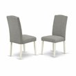 Pemberly Row 3-Piece Wood Dining Set with Linen Upholstery in White
