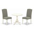 Pemberly Row 3-Piece Wood Dining Set with Linen Upholstery in White