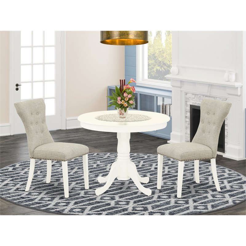 Pemberly Row 3-Piece Dining Set in Linen White/Doeskin