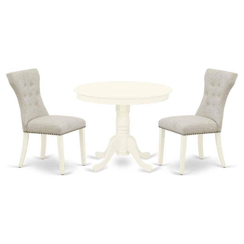 Pemberly Row 3-Piece Dining Set in Linen White/Doeskin